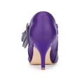 thumbnail image 5 of BLISSFUL STEP Women's Ankle Boots Flower Stiletto Heel Pointy Toe Zipper Faux Leather Dress Booties Purple 7, 5 of 8
