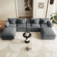thumbnail image 5 of Wiilayok 143" Modular Sofa Set,Large Corduroy U Shaped Sectional Sofa with Ottoman,Central Console,Cup Holder,6 Seater Deep Seat Couch for Living Room Furniture,Gray, 5 of 8