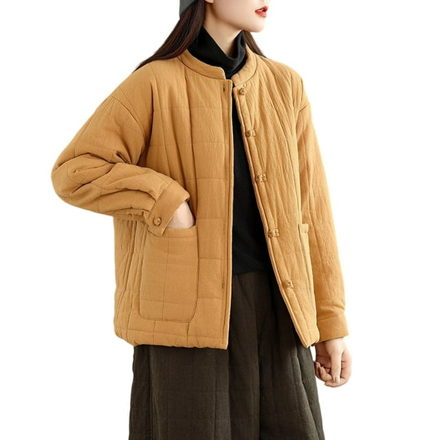 Lovzfmll Veste Décontractée Polyvalente, Style Plus Épais pour Automne et Hiver Jaune, TG