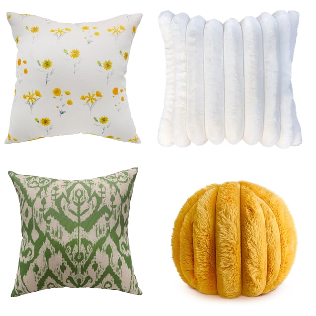 Set 4 Cojines Decorativos 45 Cm Relleno Cierre Sala Cama