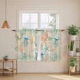 thumbnail image 2 of Teal Red Coastal Kitchen Curtains 54 Inch Length, Jellyfish Nautical Beach Coral Starfish Tiers Curtains for Bathroom Bedroom Cafe, Light Filtering Small Window Treatment Drapes 2 Panels 42"Wx54"L, 2 of 8