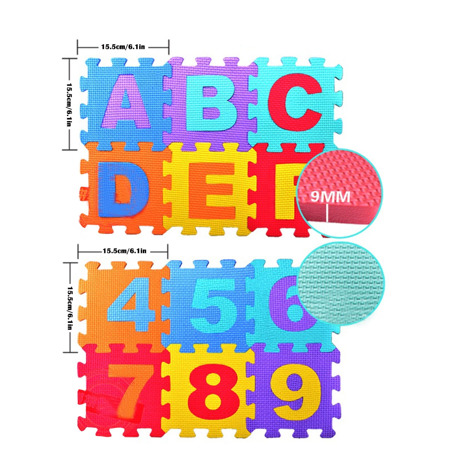 Socisucc Baby Foam Play Mat 36pcs 6.1x6.1 Inches Interlock Kid's Floor Puzzle Colorful