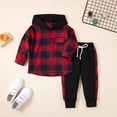 thumbnail image 5 of SYNPOS 1-5T Kid Toddler Boy Outfits Plaid Hoodied T-shirt Tops +Casual Pants Fall Winter Clothes Set, 5 of 10