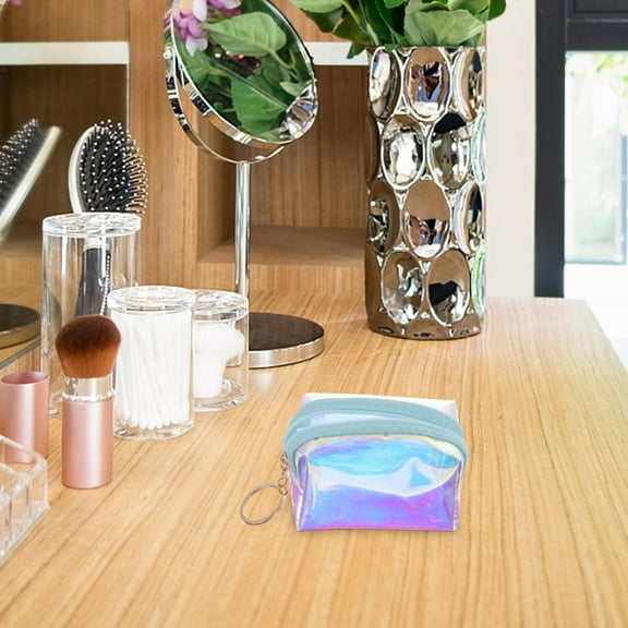 Pretyzoom 1Set Keychain Pouch Wallet PVC Compact Carry Fashionable Sky-blue Secure Storage for Teens