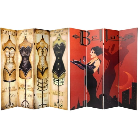 6' Tall Double Sided Mannequin and Singer Canvas Room Divider 4 Panel