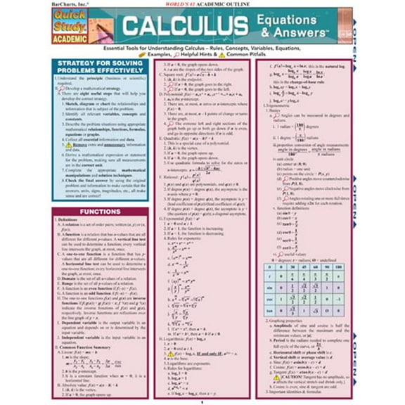 BarCharts- Inc.  Calculus Equations & Answers