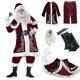 thumbnail image 1 of Traje navideño rojo de Papá Noel, disfraz de lujo de terciopelo de lujo, disfraz de Cosplay para fiesta de Navidad de 8 piezas para hombres y niños, 1 of 4