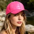 thumbnail image 5 of Ltpwer Leather Baseball Cap for Men Women,Solid Color Adjustable Dad Hat,Smooth Faux Leather Fabric,Multi-Color,Ideal for Street Fashion,Casual Wear,Travel & All-Season Use Hot Pink One size, 5 of 8