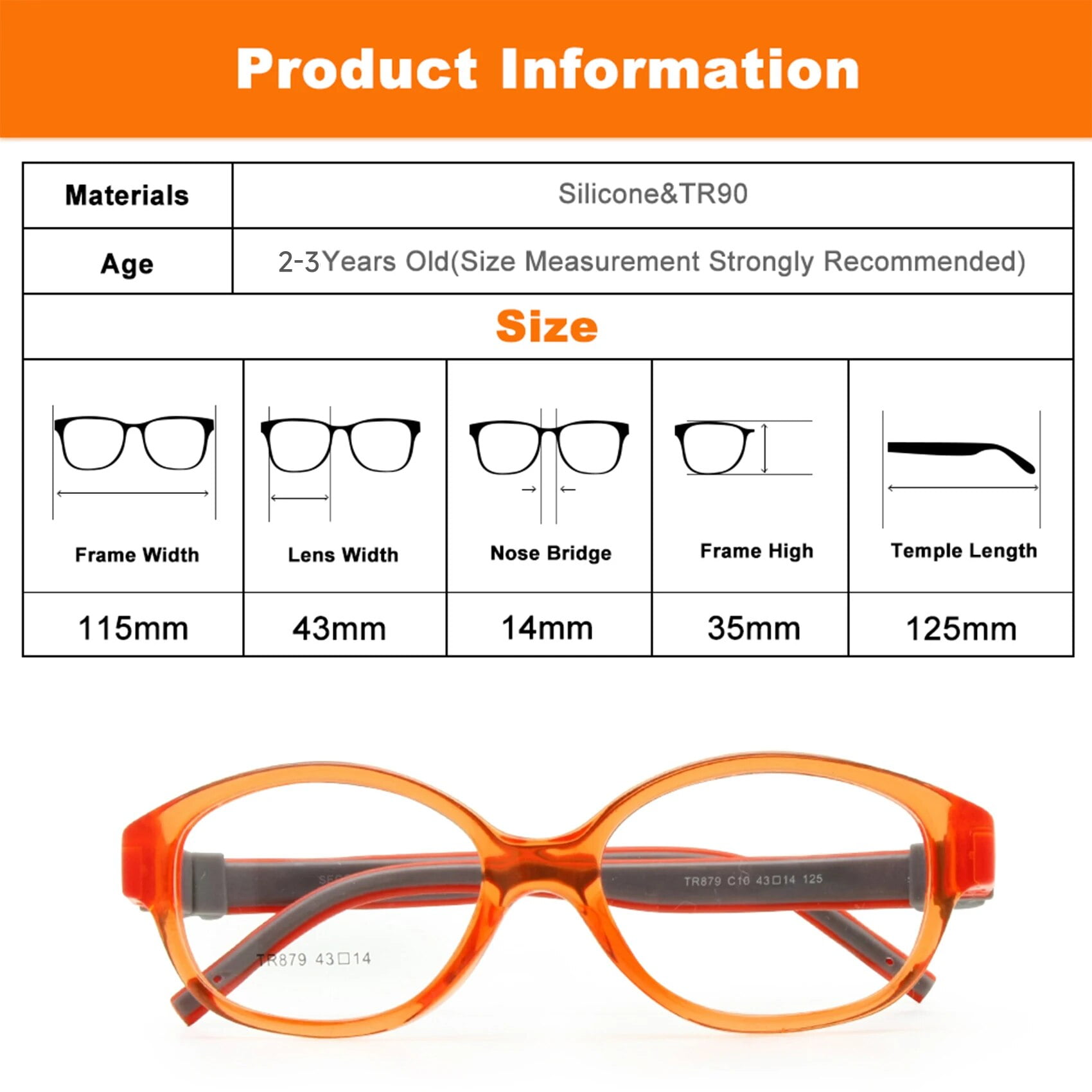 Enfants Lunettes Pas de Vis Flexible Silicone Pliable Optique