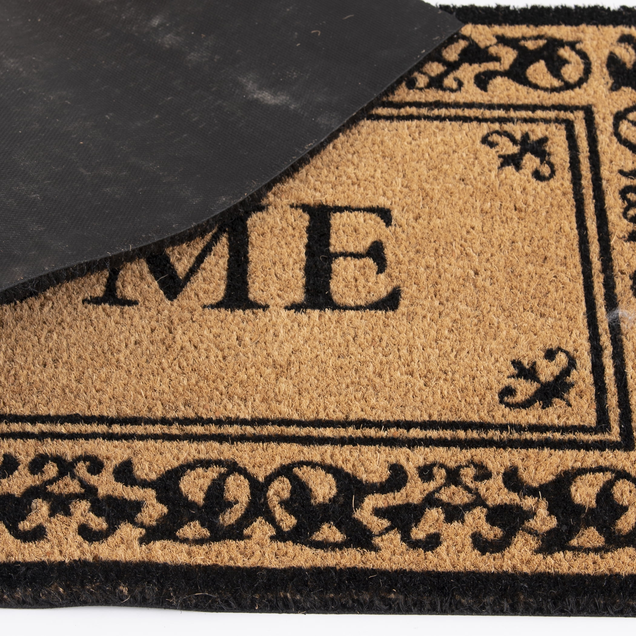 Mainstays Black 'Welcome' Estate Outdoor Coir Doormat, 20"x46"