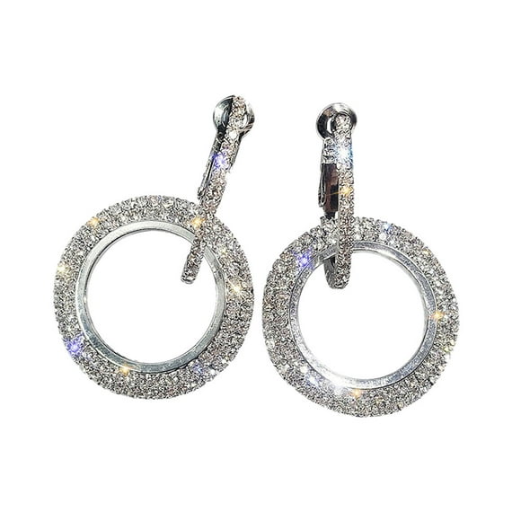 Pisexur New Fashion Luxury Round Diamond Earrings Women Silver Gold Rosegold Glitter Stu