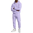 thumbnail image 5 of Zorvxlyn Sweatsuits Men 2 Piece Outfit Fleece Relaxed Fit Hoodie Jogging Sport Pants Set Fall Winter Fuzzy Tracksuit Outfits Jogging Suit Hooded Set Light Purple L, 5 of 7