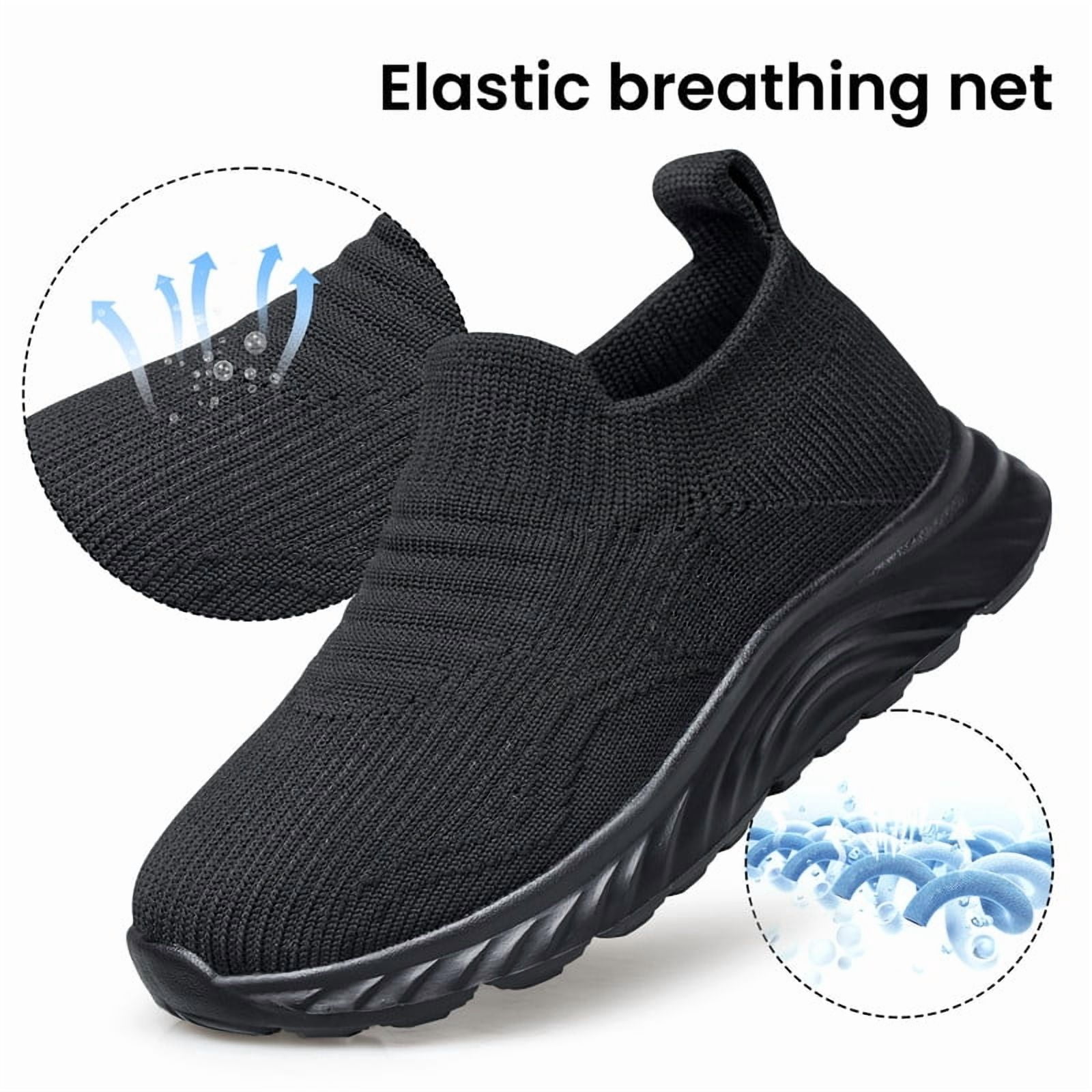 vibdiv Boys Girls Shoes Kids Sneakers Slip on Fitness Tennis Athletic Walking School Shoes All Black Little Kid Size 13