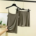 thumbnail image 3 of Ohufall Pajamas Sets for Women 2PC Modal Sleepwear Sets Sexy Sleeveless Spaghetti Strap Top and Soft Comfy Shorts Outfits Loungewear, 3 of 3