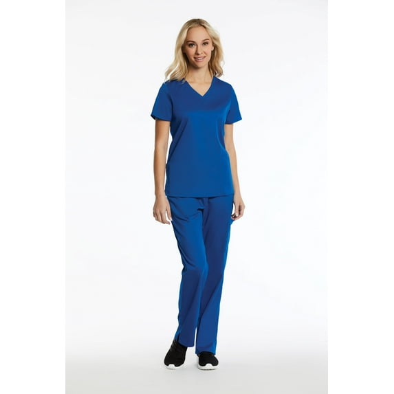 Elements EL9925 Women's Four Way Stretch Scrub Set Royal Blue Medium Petite