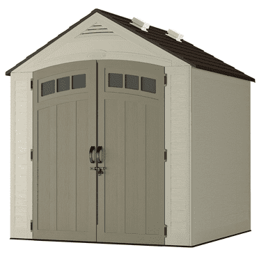 Suncast Vista 7 x 7 ft. Storage Shed for Gardening Tools, Light Cobblestone