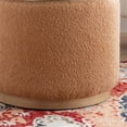thumbnail image 6 of Bowery Hill Round Padded Storage Ottoman Light Wood Trim in Tan Sherpa Fabric, 6 of 13