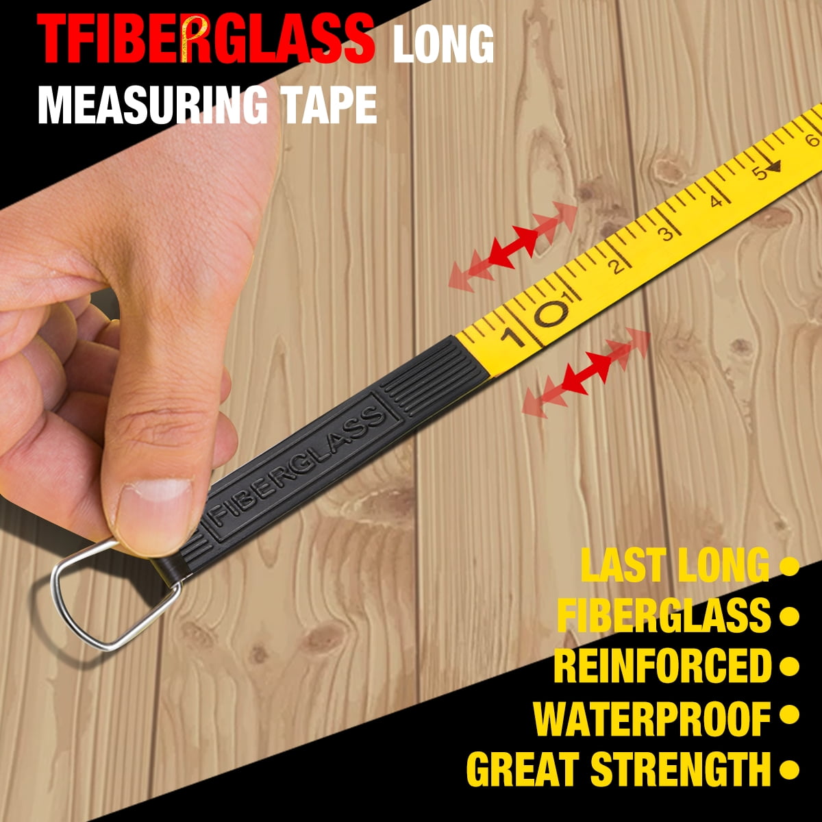 DNA Motoring TOOLS-00042 DNA MOTORING 330ft 1/2" Open Reel Fiberglass Measuring Tape w/Ground Spike