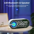 thumbnail image 2 of Altavoz Bluetooth Inalámbrico G30 con Reloj de Espejo, USB, LED, FM, Colorido, Luz, Graves Potentes, Portátil, Color Negro., 2 of 5