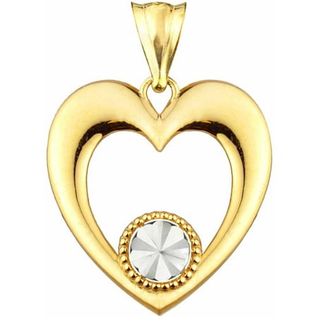 Handcrafted 10kt Gold Polished Heart With Diamond-Cut Accent Charm Pendant