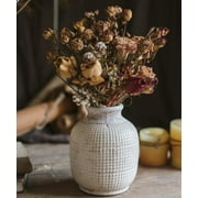 Rustic Reach 6.3” Handmade Textured White Porcelain Ceramic Jar Vase