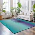 thumbnail image 3 of Area Rugs 4'x6'. Teal Purple Ombre Carpet Runner Indoor Outdoor Rugs Home Decor Aesthetic, Modern Gradient Abstract Art Non Slip Mats Washable Accent Rug for Living Room Bedroom, 3 of 8
