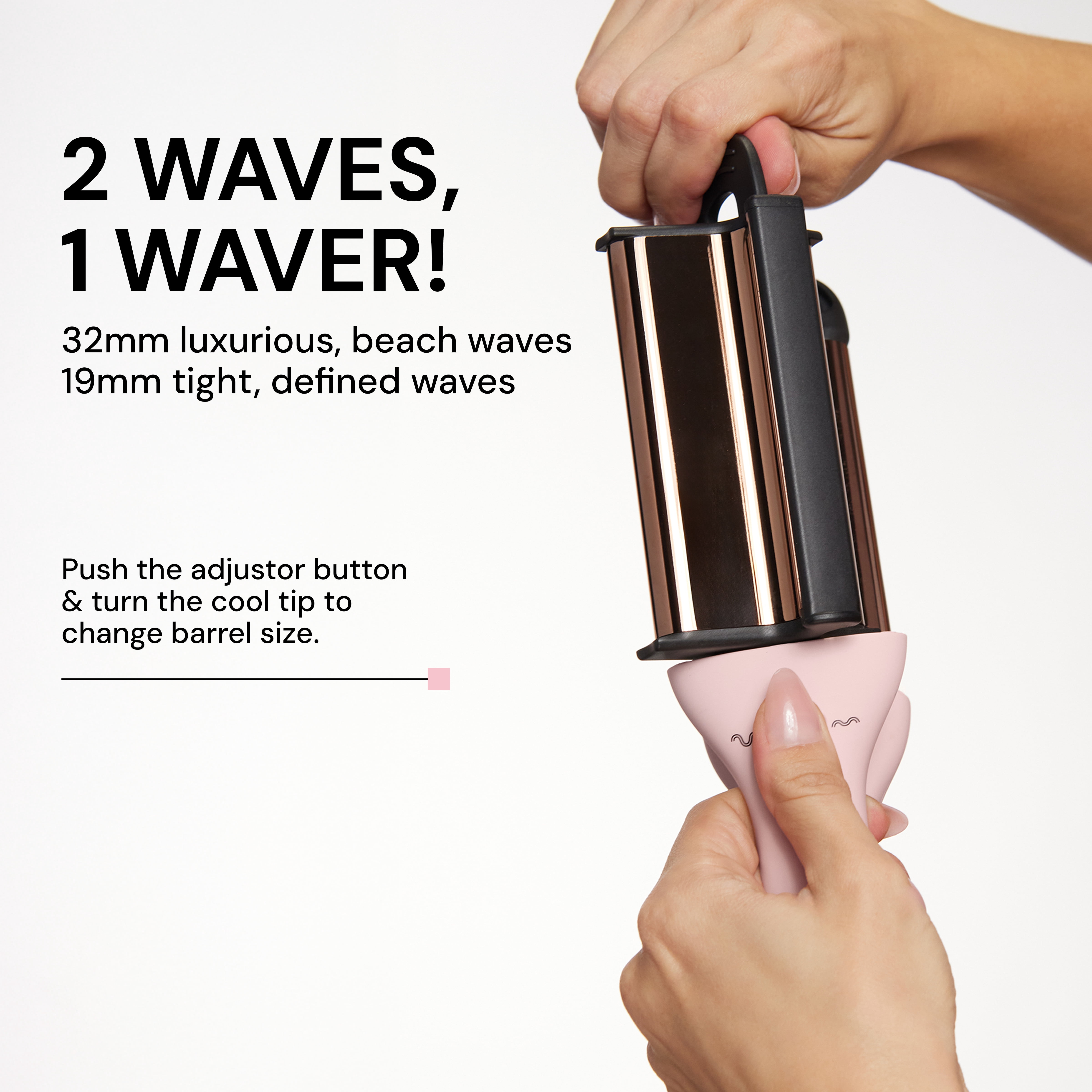 L'ANGE Hair VersaWaver Adjustable Titanium Waver | Pick 19mm or 32mm Waves with 1 Tool | Titanium 3-Barrel Waving Tool (Black)