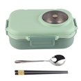 thumbnail image 2 of Recipiente Térmico para Alimentos de Acero Inoxidable 304, 1100 ml, Doble Capa, 3 Compartimentos, con Tazón para Sopa, Palillos y Cuchara (VERDE), 2 of 9