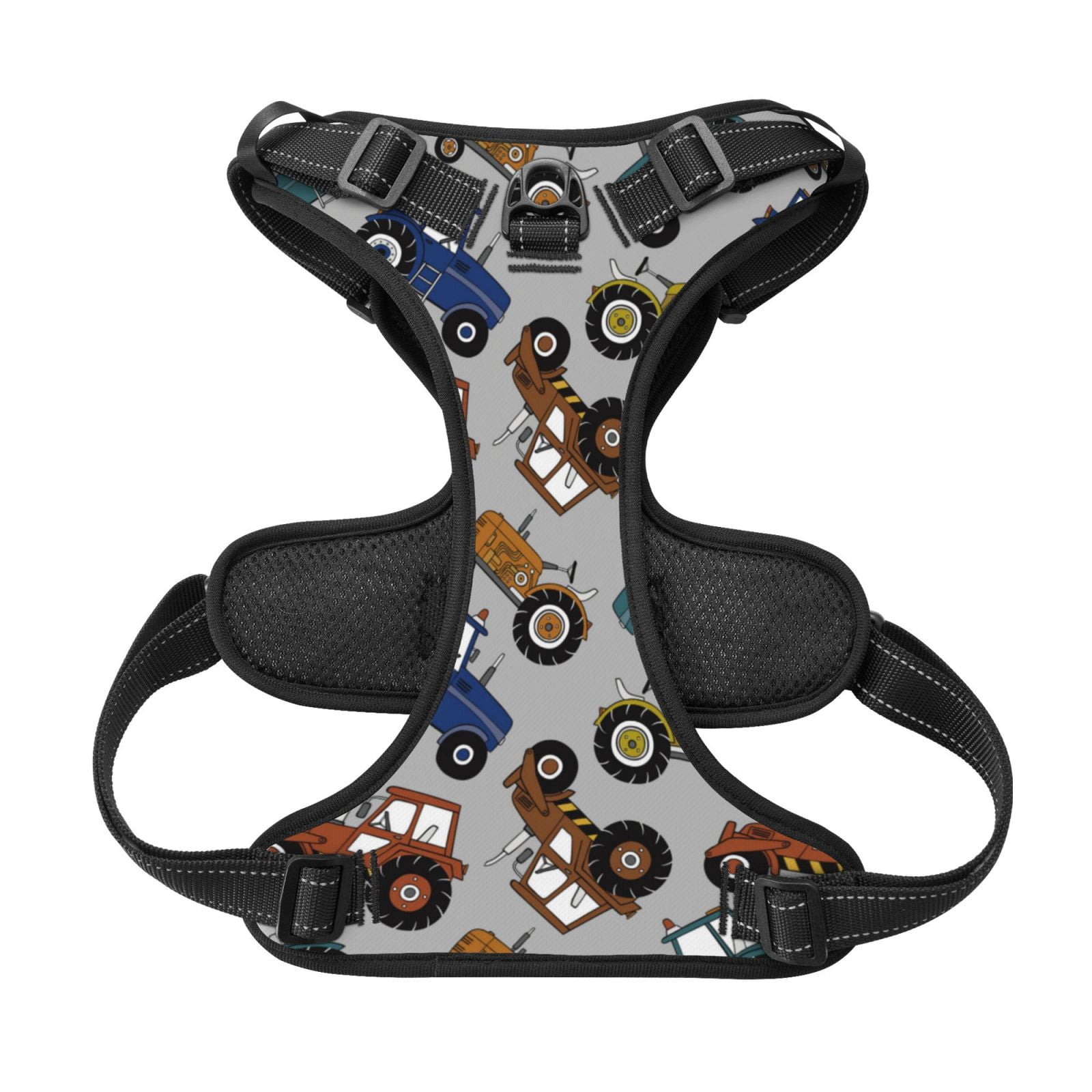 Kdxio Color Tractor Print No Pull Dog Harness Adjustable Reflective Oxford Easy Control Medium Large Dog Harness for Training and Everyday-Medium