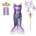 thumbnail image 3 of Disney-vestido de princesa Ariel para niñas, disfraz de sirena para carnaval, fiesta de cumpleaños, ropa de Año Nuevo, 3 of 5