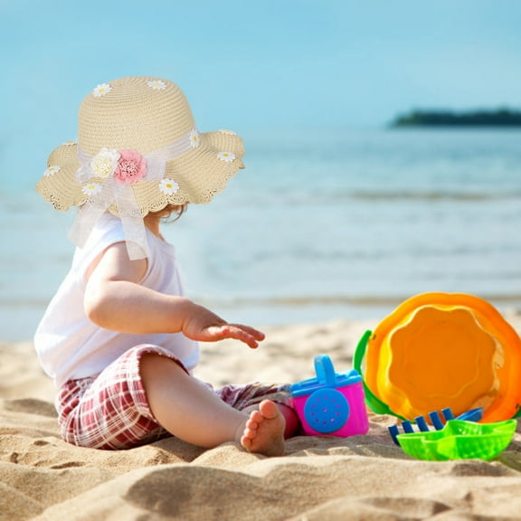 Herrnalise Toddler Kids Baby Girl Floral Breathable Hat Kids Strawhat Bucket Hat Cap Sunhat