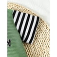 thumbnail image 6 of Mikrdoo Summer Outfits For Toddler Boys Letter Graphics 2 Years Boys Splice Stripe Tee 3 Years Boys Elastic Shorts 2Pcs Clothes Set Green, 6 of 9