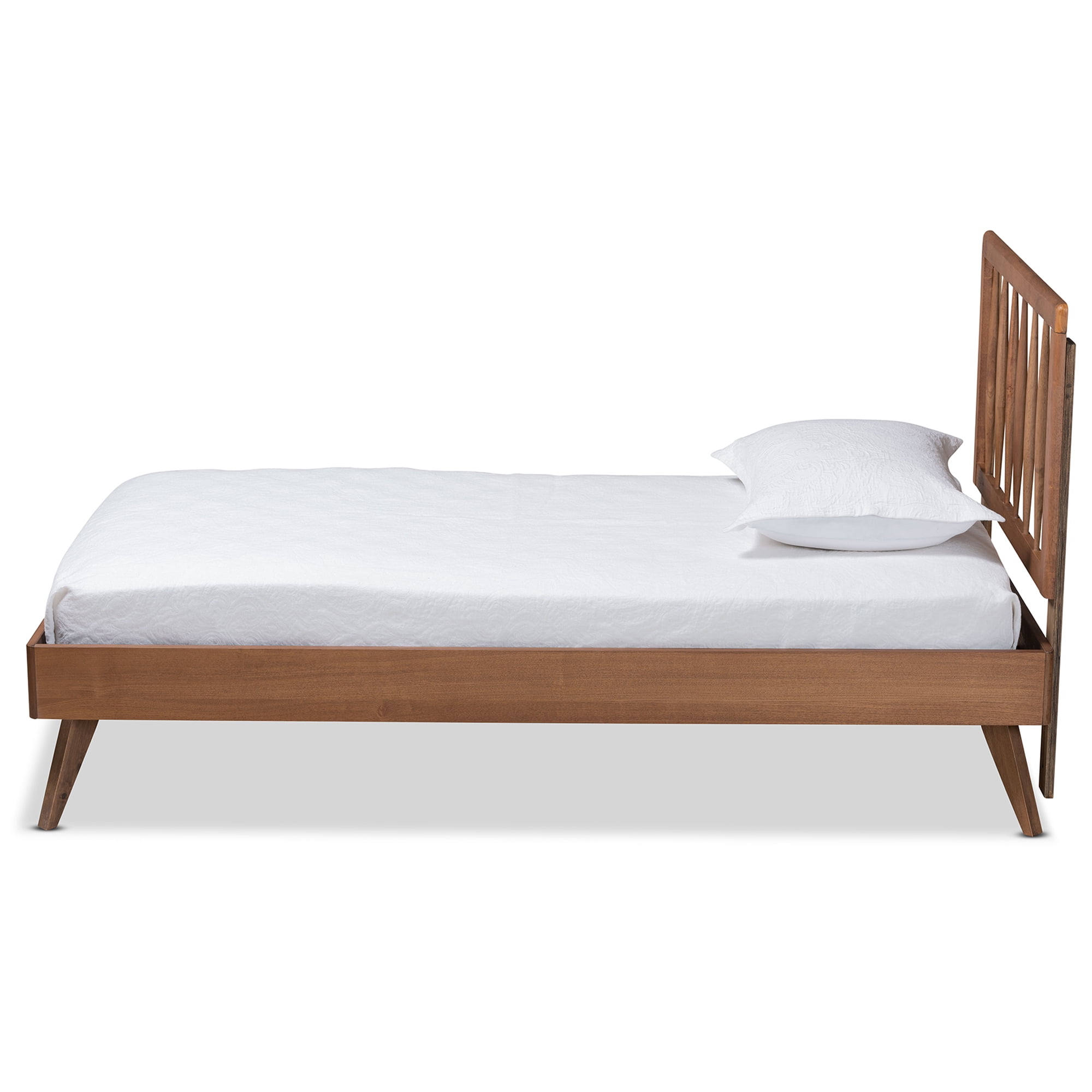 Baxton Studio Toru Mid-Century Wood Platform Bed, Twin, Ash Walnut