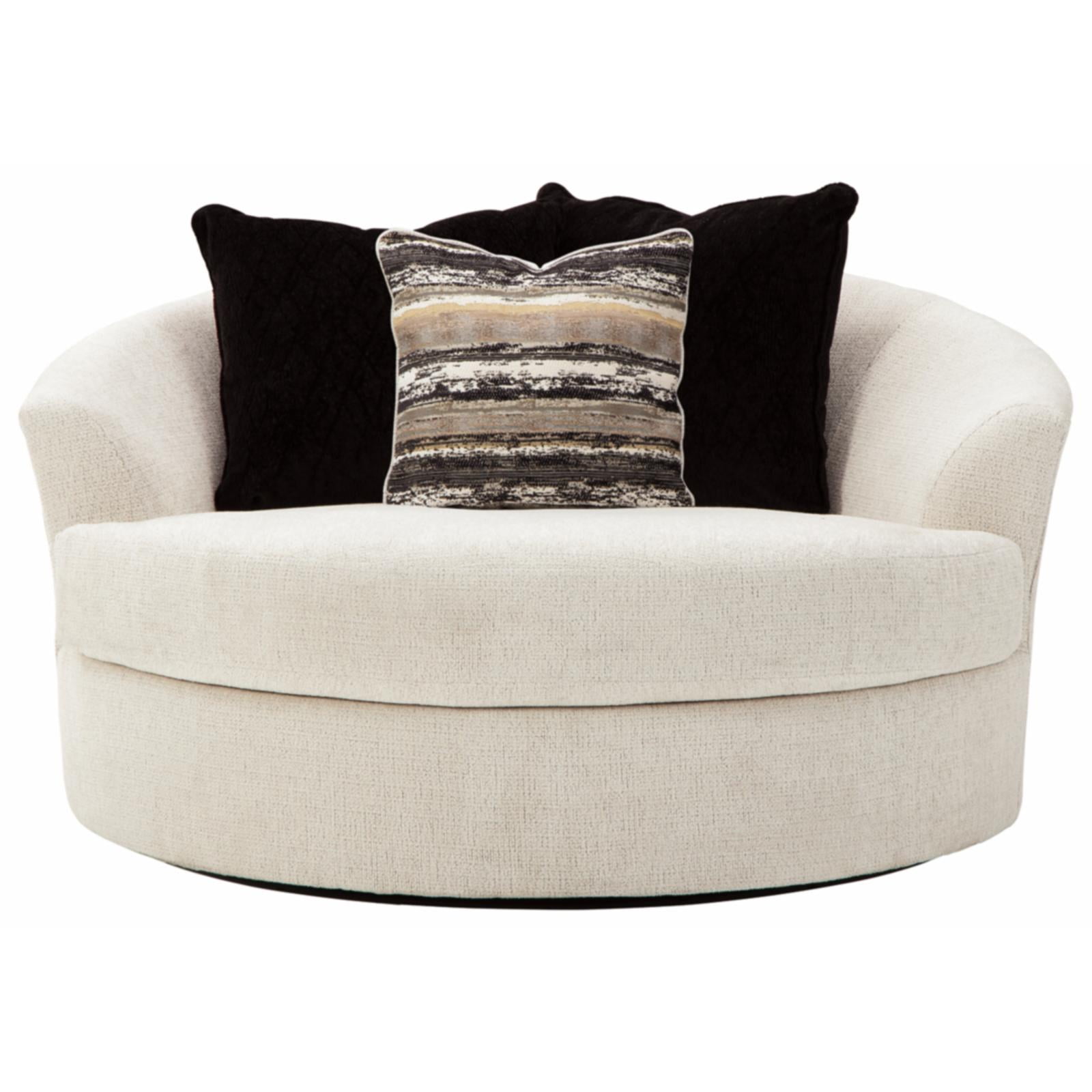 Ashley Cambri Oversized Round Swivel Chair in Snow Walmart