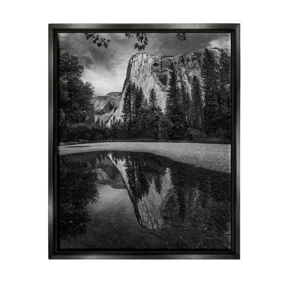 Stupell Industries Yosemite Wildlife Nature Reflection Photograph Jet Black Floating Framed Canvas Print Wall Art, Design by Andre Eichman