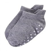 Touched by Nature Baby and Toddler Boy Organic Cotton Socks with Non-Skid Gripper for Fall Resistance, Solid Blue Black, 6-12 Months