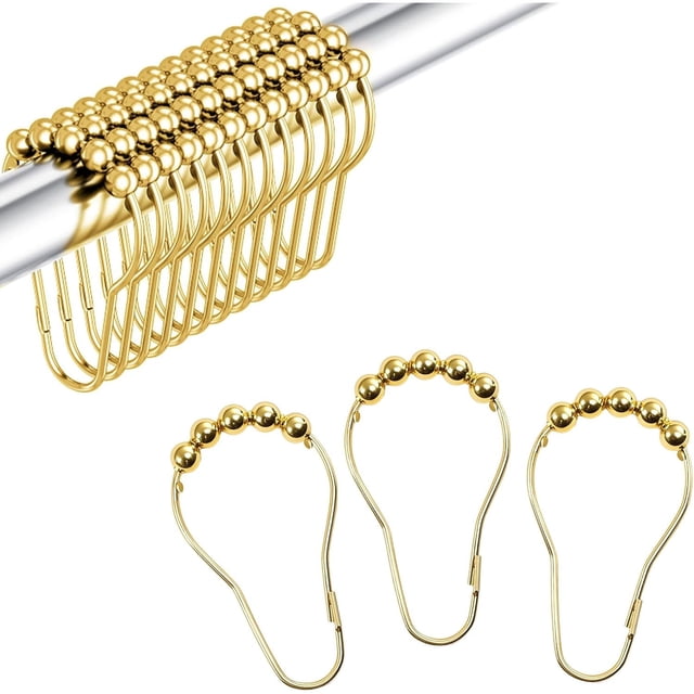 Ganchos para Cortina de Baño, 12 Piezas Aros para Cortinas De Regadera de Oro