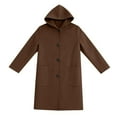thumbnail image 6 of Trench Coat for Women Fashion Casual Oversized Button Down Hooded Jacket Woolen Long Sleeve Peacoat with Pockets, 6 of 9