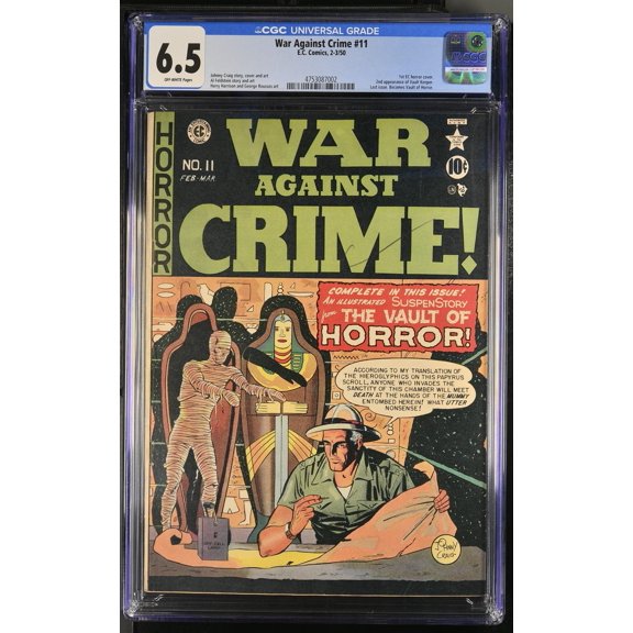 War Against Crime #11 CGC FN+ 6.5 1st EC Horror Cover 2nd Vault Keeper! Comic Book