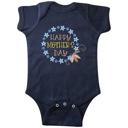 

Inktastic Happy Mother s Day Blue Forget-Me-Not Flower Wreath Gift Baby Boy or Baby Girl Bodysuit
