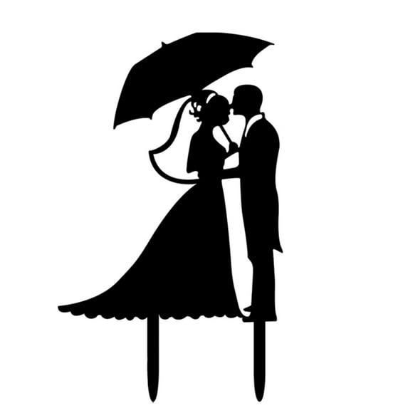 Acrylic Lovers Wedding Cakes Topper Bridegroom Bride with 5Pcs/set Cross Stitch Tool Umbrella Cake Topper