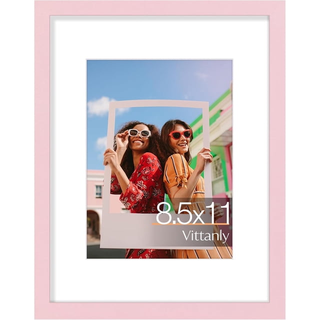 Vittanly Diploma Frame, Premium Material with Shatter Resistant Plexiglass, Display Pictures 6x8 with Mat or 8.5x11 without Mat, 8.5x11 Picture Frame for Wall or Table Top Display, Pale Pink, 1 Pack