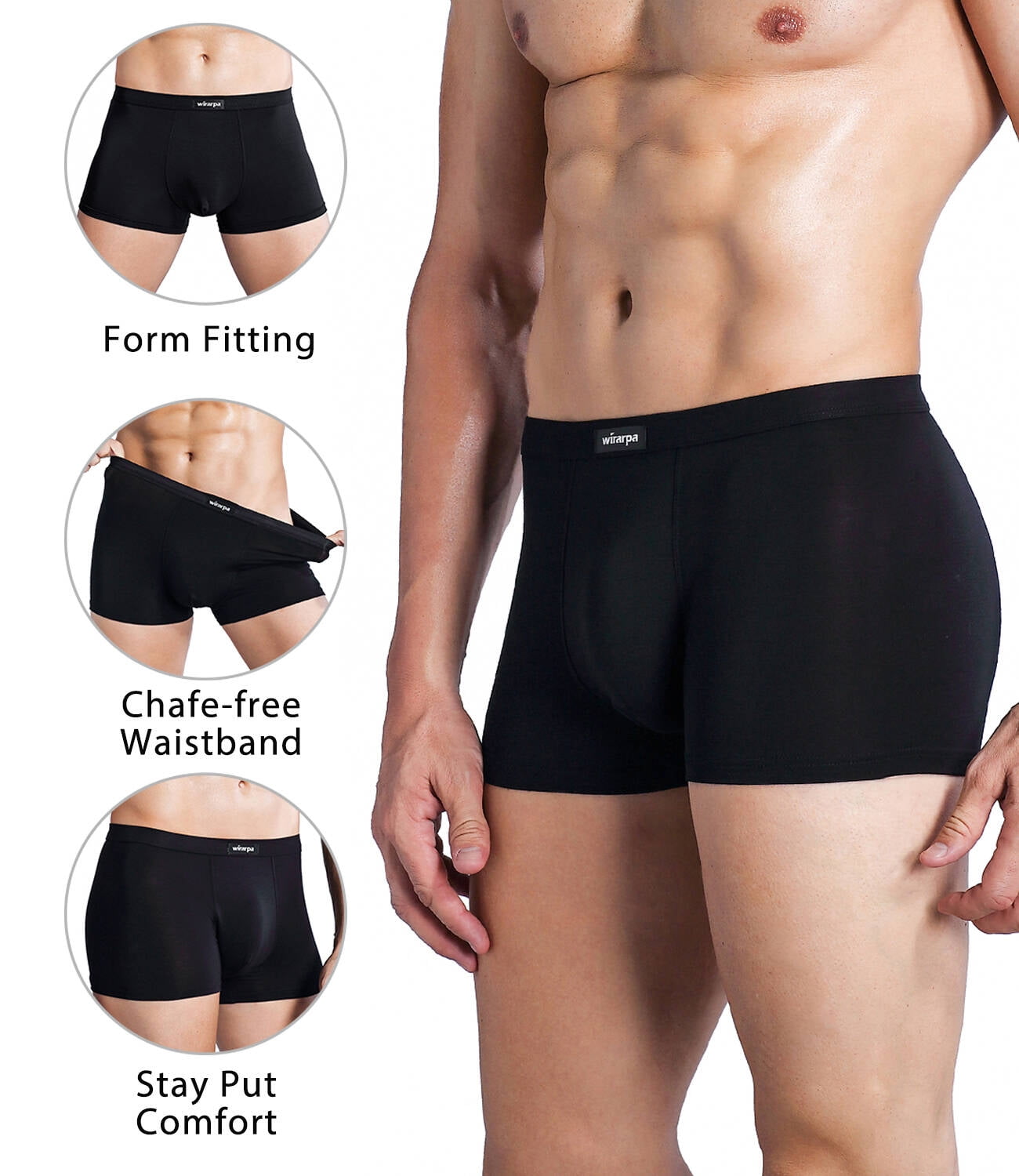Wirarpa Men's Spandex Stretch Trunk Underwear, Short Leg