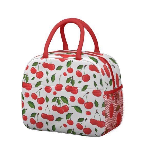 Lunch Bag Lunch Box for Women Reusable Insulated Lunch Bags,Water-Resistant Cherry Pattern Cooler Lunch Tote Bag, Large Capacity for Work Travel Picnic