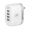 4 port usb travel & home charger with smartcharge by jbp: accessory for charging multiple devices and electronics - white/gray