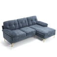 thumbnail image 4 of Techmilly Upholstered Sectional Sofa for Home, Apartment, Dorm, Bonus Room, Compact Space with Recliner, 3 Seats, L Shape Design, Reversible Ottoman Bench - Blue, 4 of 9