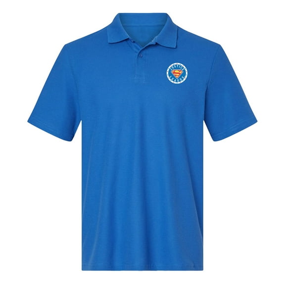 Justice League Superman Athletic Logo Cotton Polo Shirt, Royal, Medium