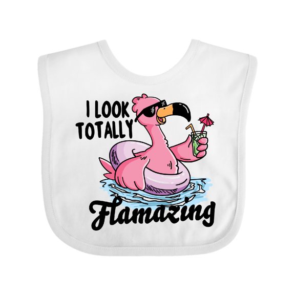 Inktastic I Look Totally Flamazing with Flamingo in Sunglasses Boys or Girls Baby Bib