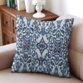 thumbnail image 4 of Accentuate Your Decor with Boho 18x18 Pillow Covers, Set of 2, Linen with Blue Carpet Design, Perfect Cushion for Sofa, Couch, Outdoor Farmhouse Style, 4 of 7