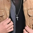 thumbnail image 6 of Men's Sterling Silver Cross Pendant Necklace with Stainless Steel Chain,Fine Jewelry Christian Confirmation Gifts for Men, 6 of 7